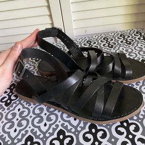 Madewell | Black Boardwalk Multistrap Leather Sandals